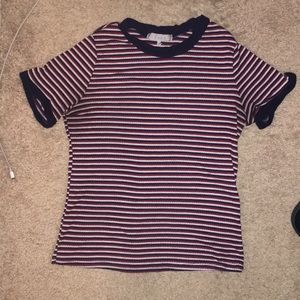 A gaze shirt , red white and navy blue